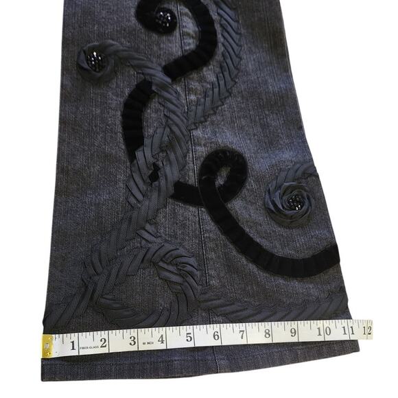 Vintage Y2K Dana Buchman Flare Black Stretch Beaded Embellished Pants Size 8 - Picture 11 of 13